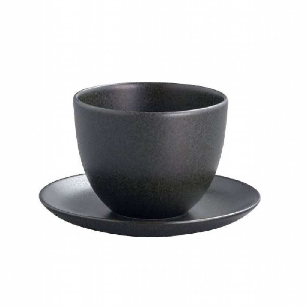 Kinto Pebble Cup and Saucer - Black gallery image #1