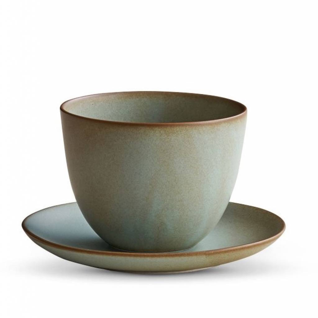 Kinto Pebble Cup and Saucer - Moss Green gallery image #3