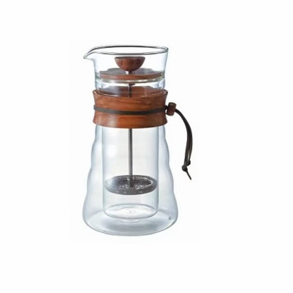 Hario Double Glass Olive Wood Coffee Press gallery image #1